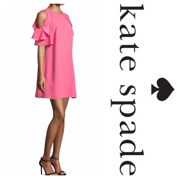 New Kate Spade Cold Shoulder Crepe Dress Petunia - Picture 2 of 5